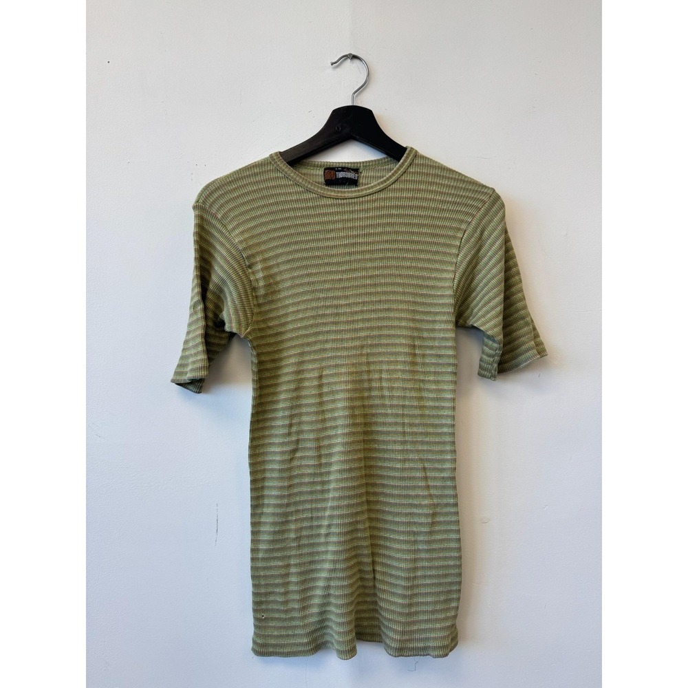 Vintage Jockey Thorobred Shirt Multicolor Knit Thermal Stretch Tee 2XS 70s Blank